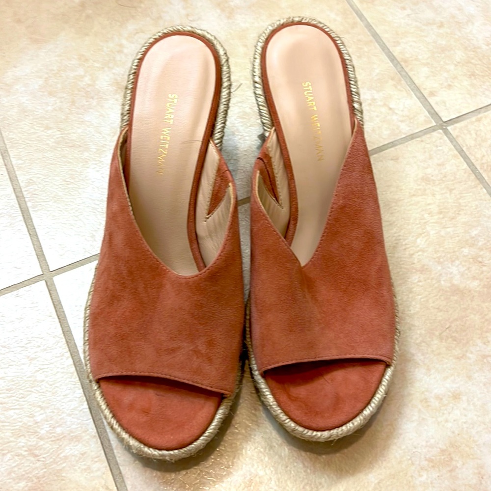 Stuart Weitzman Suede Wedges In Blush Size 8 - image 1